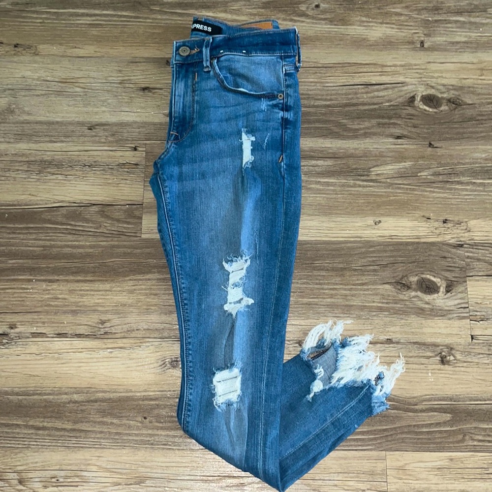 Express ripped skinny jeans